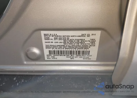 2014 Mitsubishi Outlander Sport Es z USA, uszkodzony, nr VIN 4A4AP3AUXEE003459